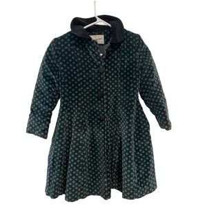 Rothschild Vintage Girl's Velvet Dress Coat Green Clover Made in USA Size 6 READ